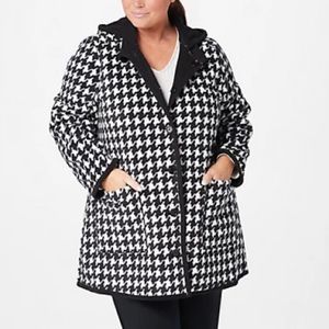Plus Houndstooth Reversible Fleece Jacket